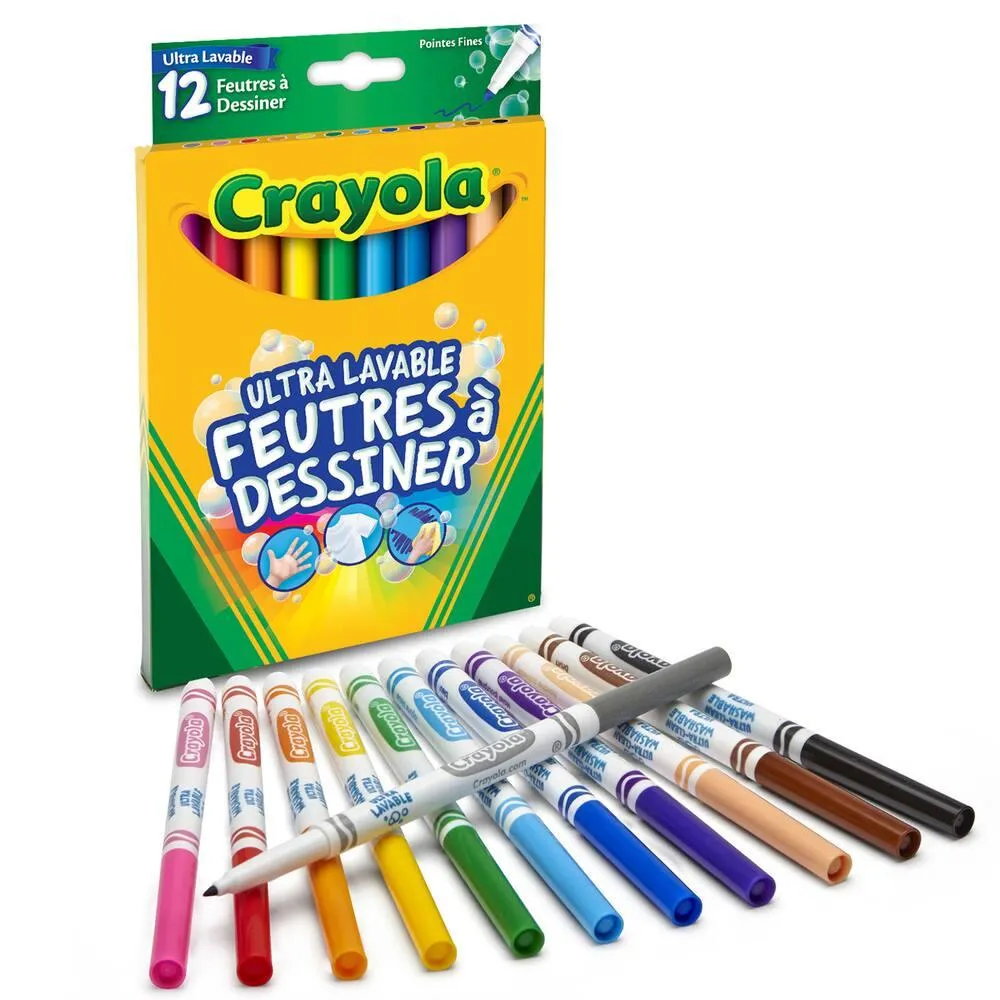 CRAYOLA - 12 FEUTRES A DESSINER ULTRA LAVABLES POINTES FINES