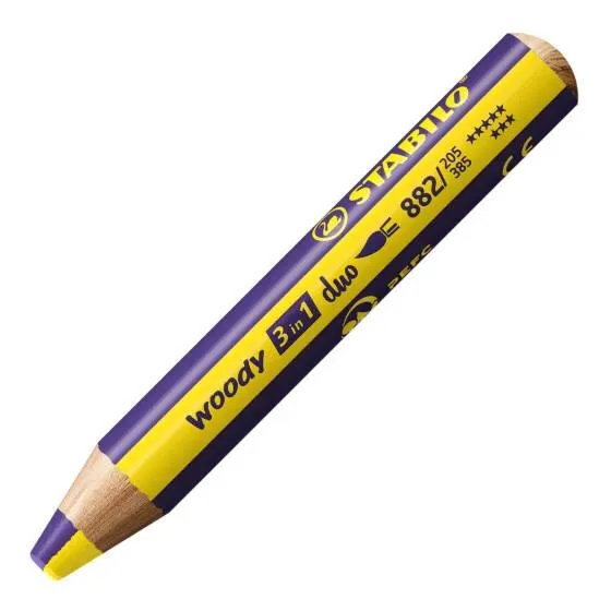 STABILO WOODY 3 IN 1 DUO - JAUNE-VIOLET