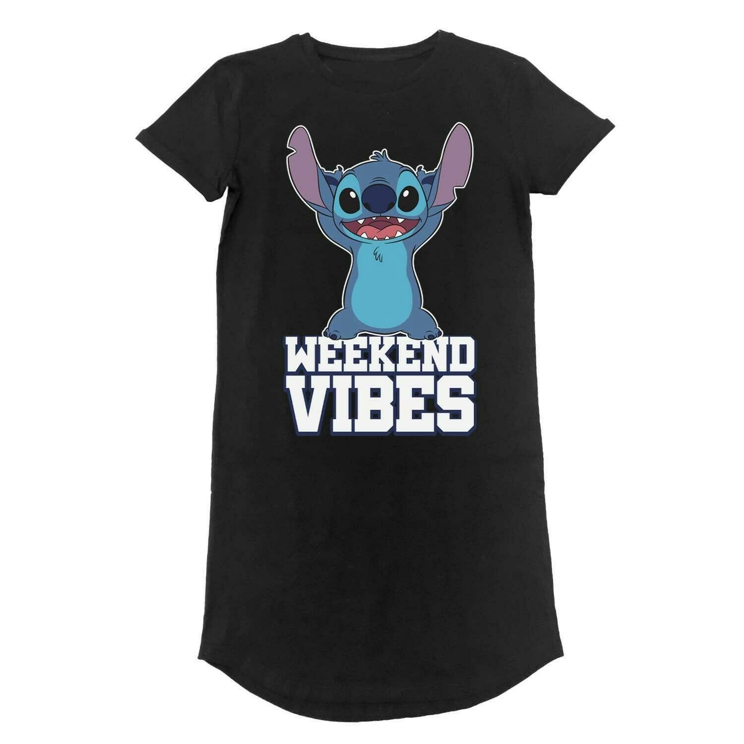 Disney - robe t-shirt noire lilo and stitch vibes du week-end - l - T-Shirts
