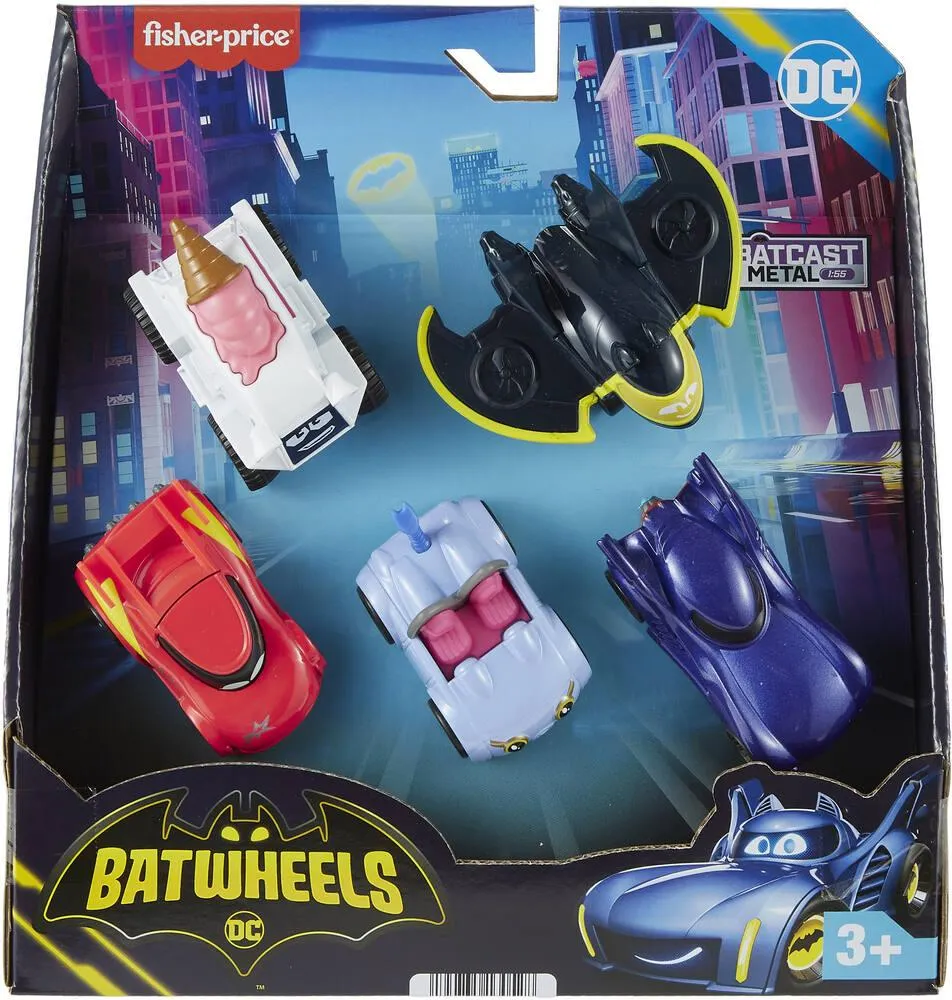 FISHER PRICE - BATWHEELS - PACK 5 VEHICULES EN METAL