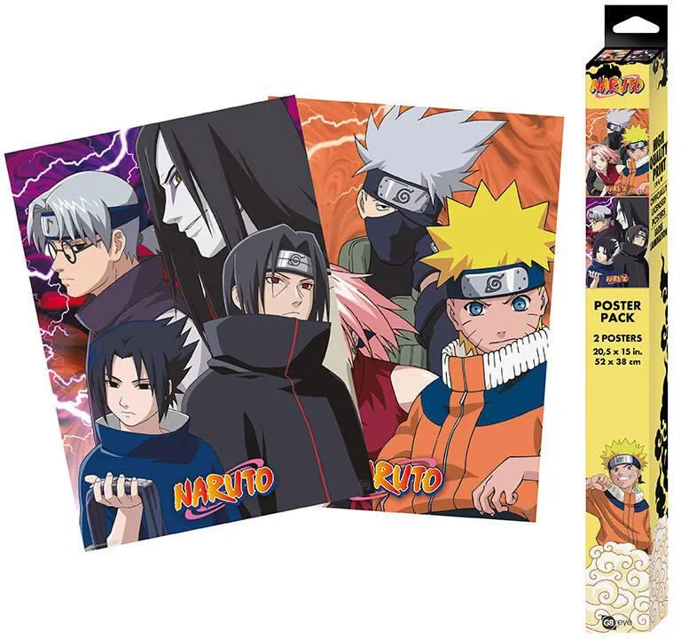 NARUTO SET 2 POSTERS CHIBI 52X38 NINJAS KONOHA ET DESERTEURS