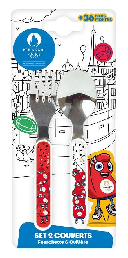 PARIS JO 2024 ENSEMBLE COUVERTS INOX FOURCHETTE, CUILLERE INOX