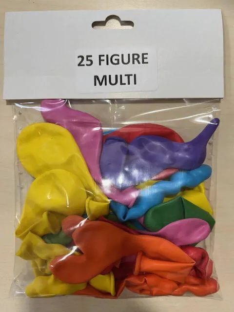 25 BALLONS FORMES MULTICOLORE