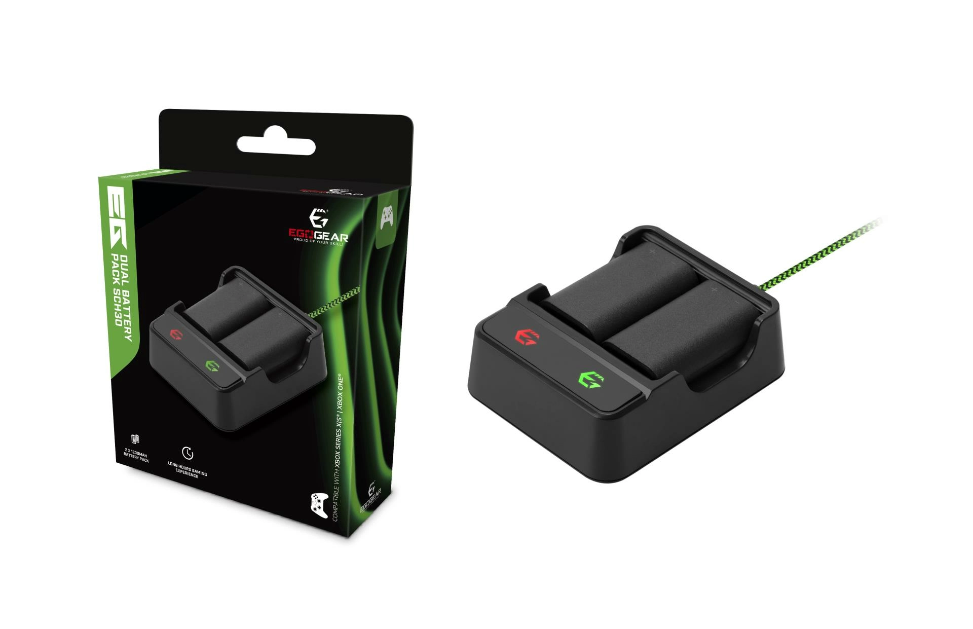 Egogear - double pack de batteries sch30 noir pour manettes xbox series x|s et xbox one