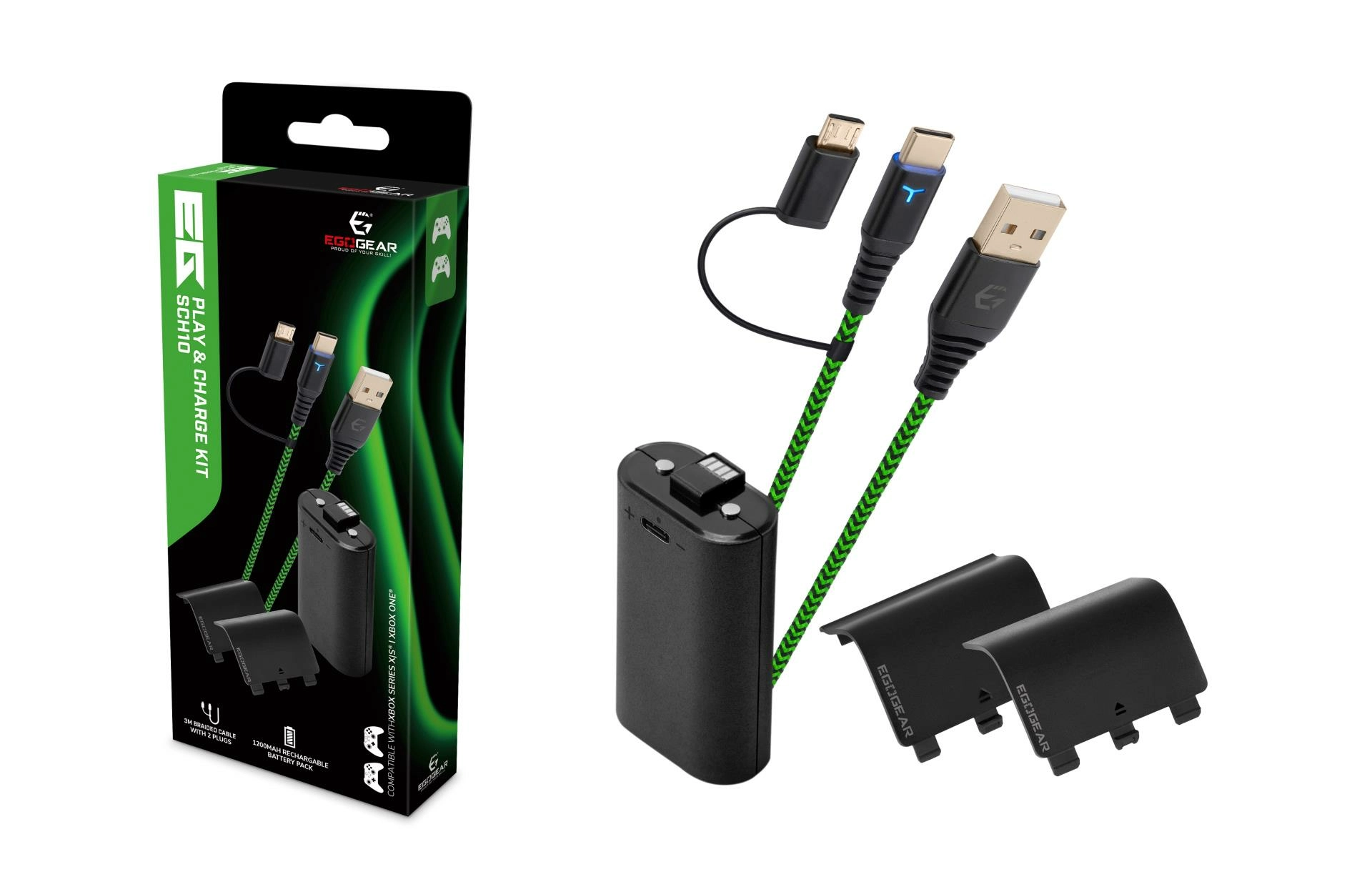 Egogear - play & charge kit sch10 pour xbox series x|s et xbox one
