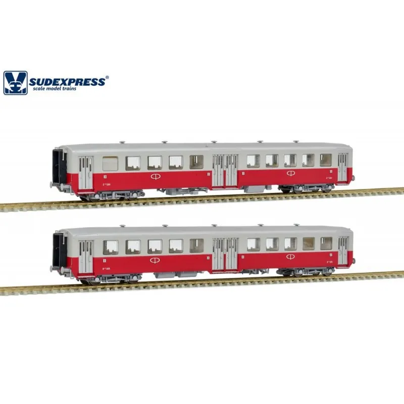 Ensemble de deux voitures Schindler (2e / 3e classe), CP. Epoque III. SUDEXPRESS S1101