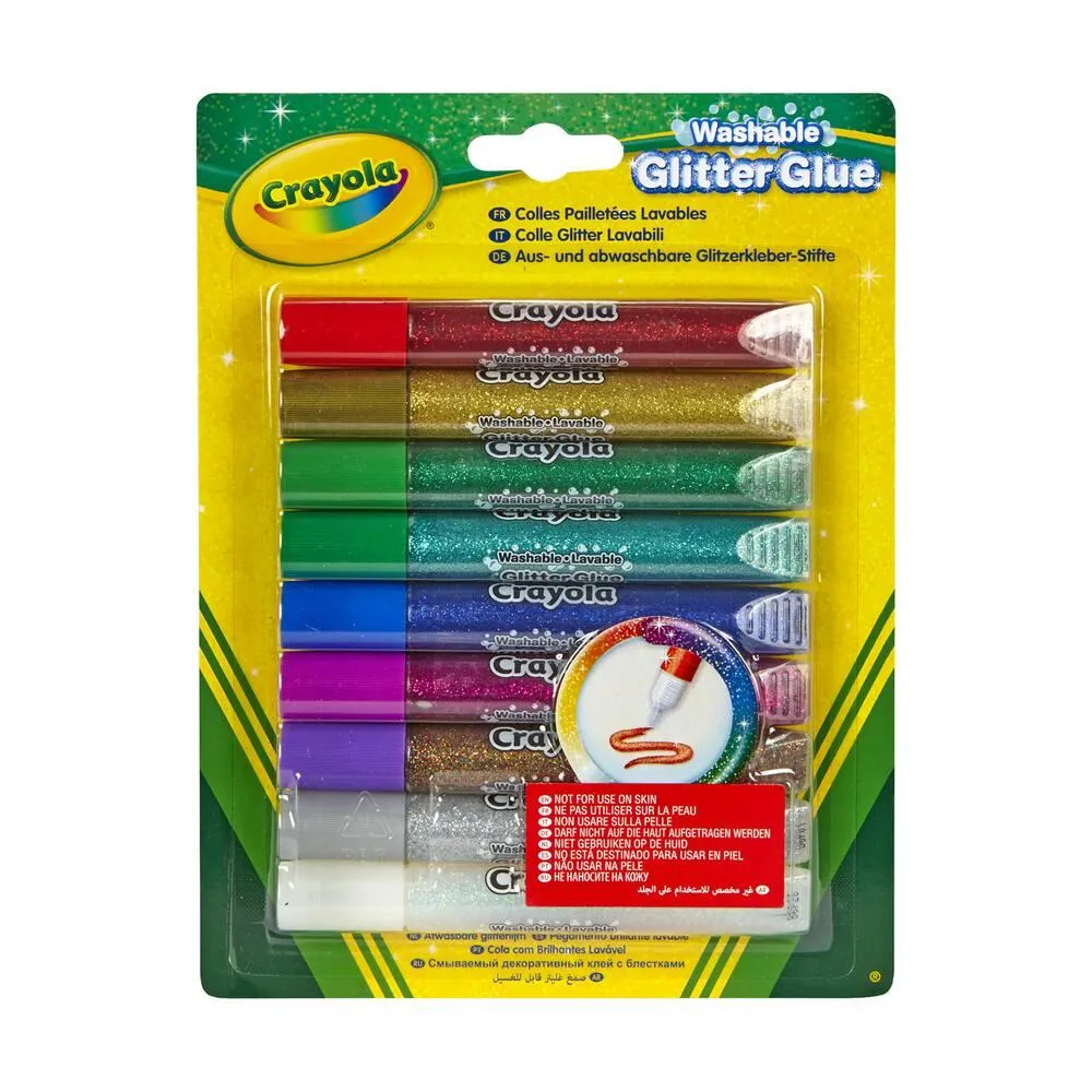 CRAYOLA - 9 COLLES PAILLETEES LAVABLES