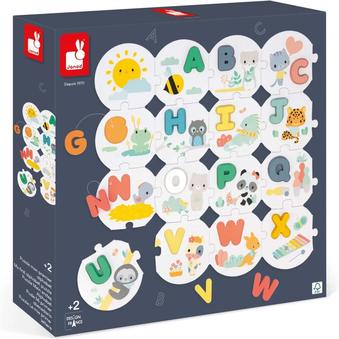 Puzzle Alphabet bébé - Motricité, lettres, enfant 2 ans - Janod