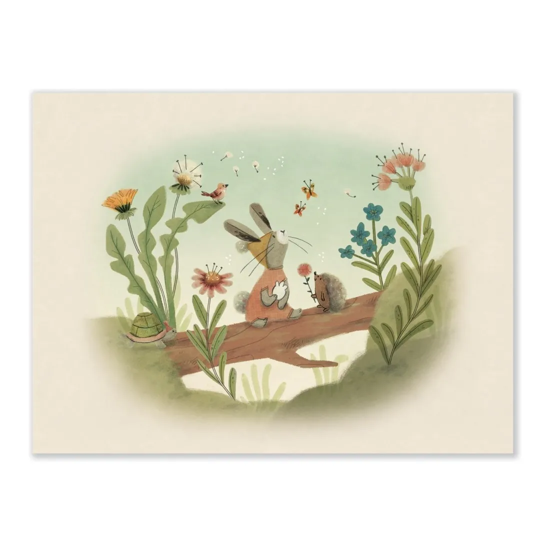 Affiche Balade sur la branche 30x40cm Trois petits lapins - Moulin Roty