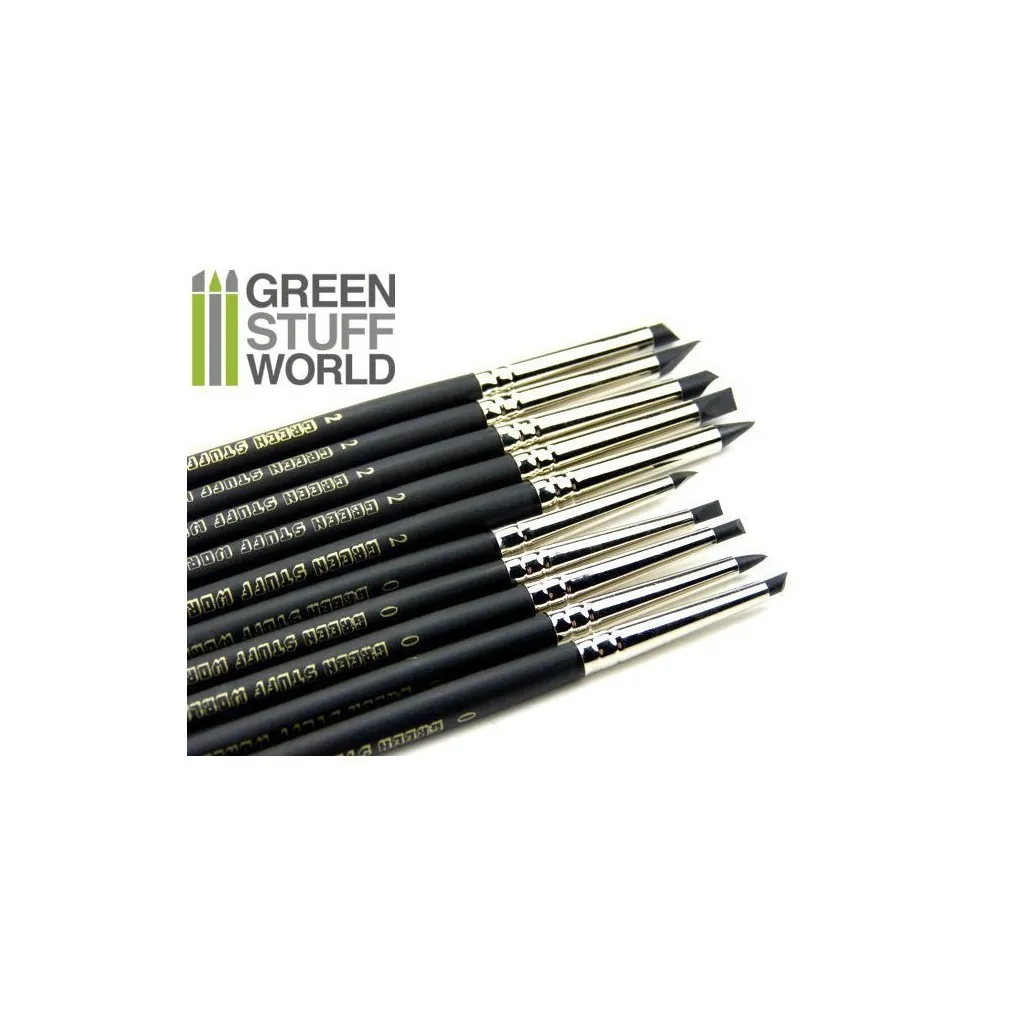 10 Pinceaux en Silicone - Colour Shapers Taille 0 et 2 - Noir ferme