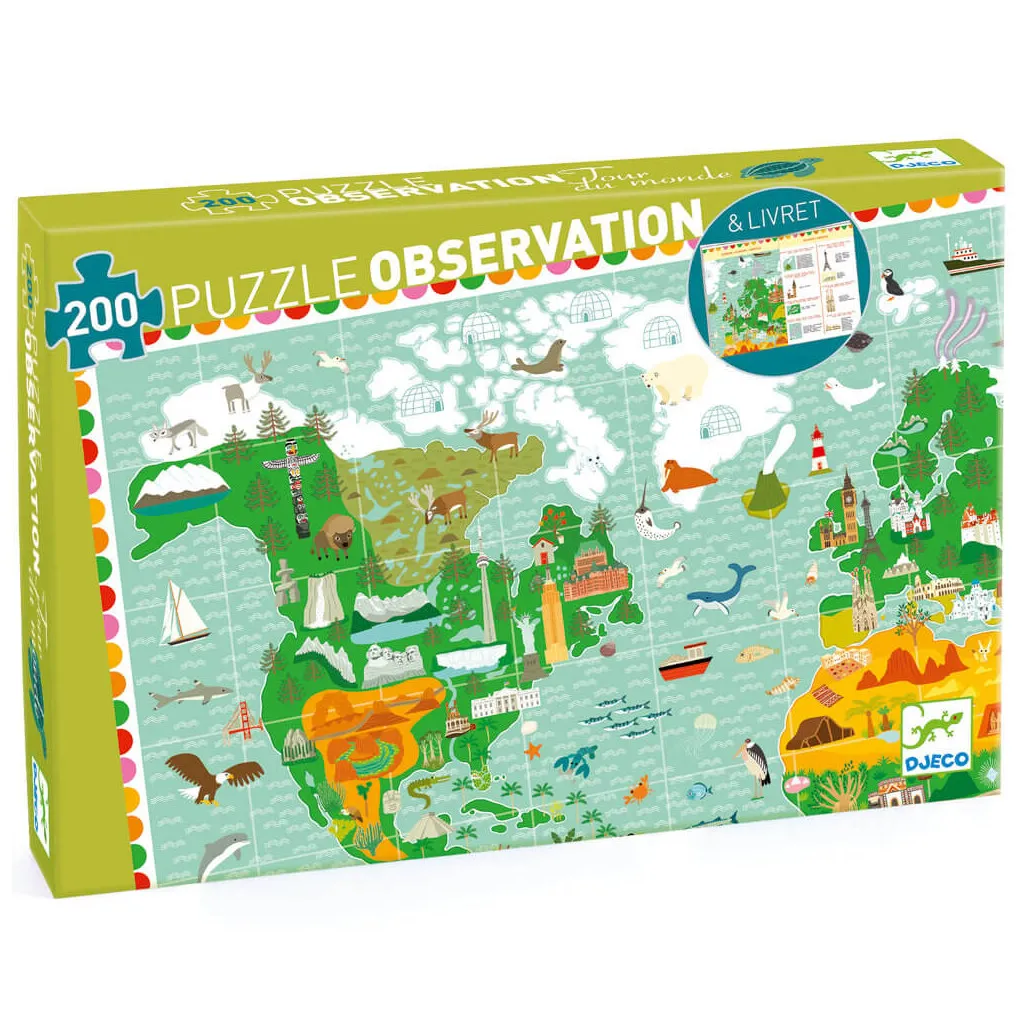 Puzzle Observation - Tour du Monde (+ livret) - 200 Pièces