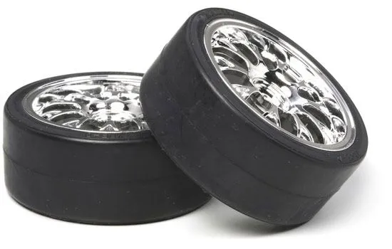 Roues drift 26mm (dép.+2) type D montés collés jantes BBS chromées (2) - 53959 - Tamiya