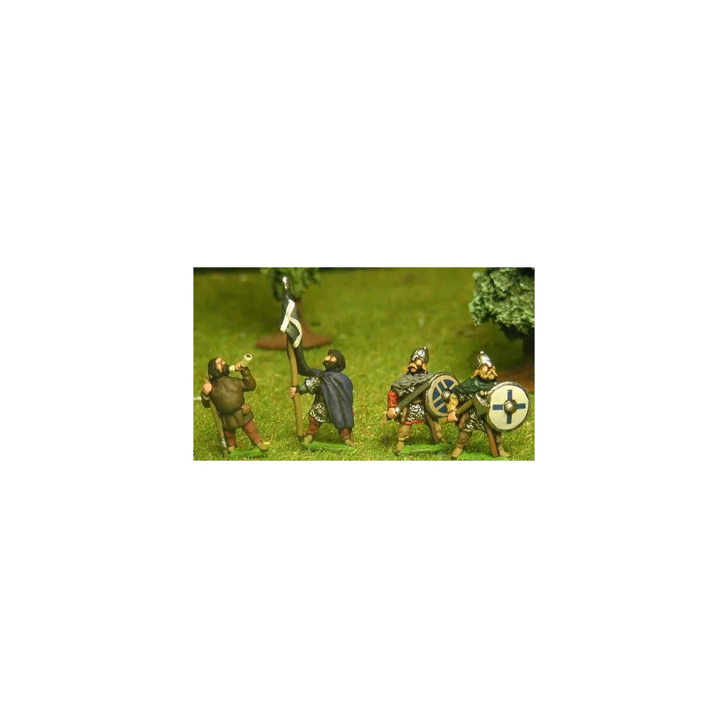 Saxon: Command: Two Standard Bearers, three Chieftains, one Hornist on foot