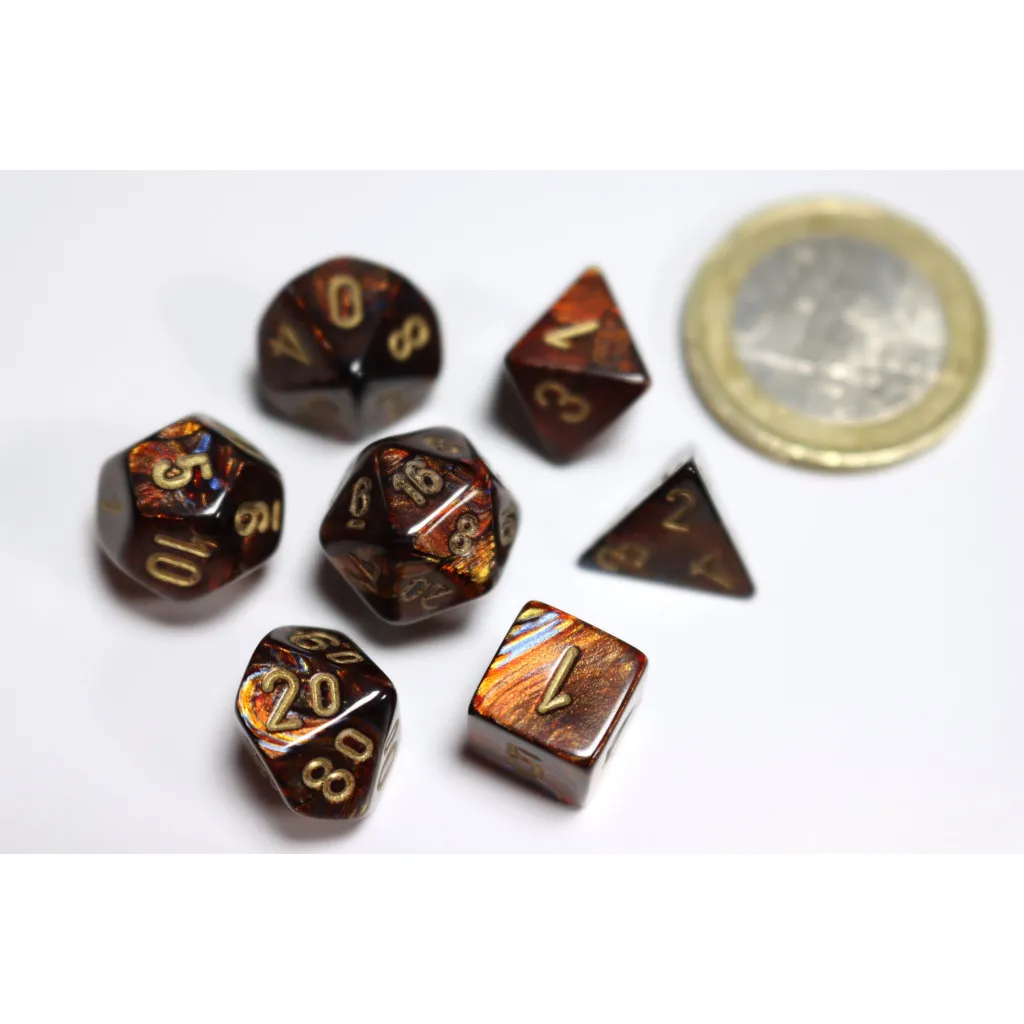 Set de 7 Mini Dés JDR Chessex : Scarab Blue Blood / Gold
