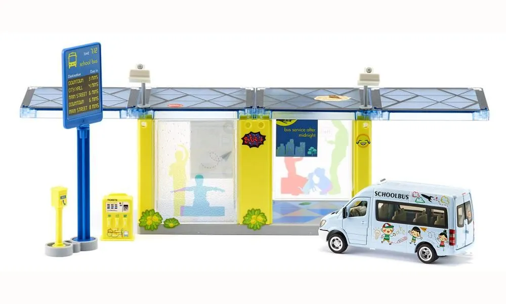 Arrêt de bus avec bus scolaire Siku World - 5509