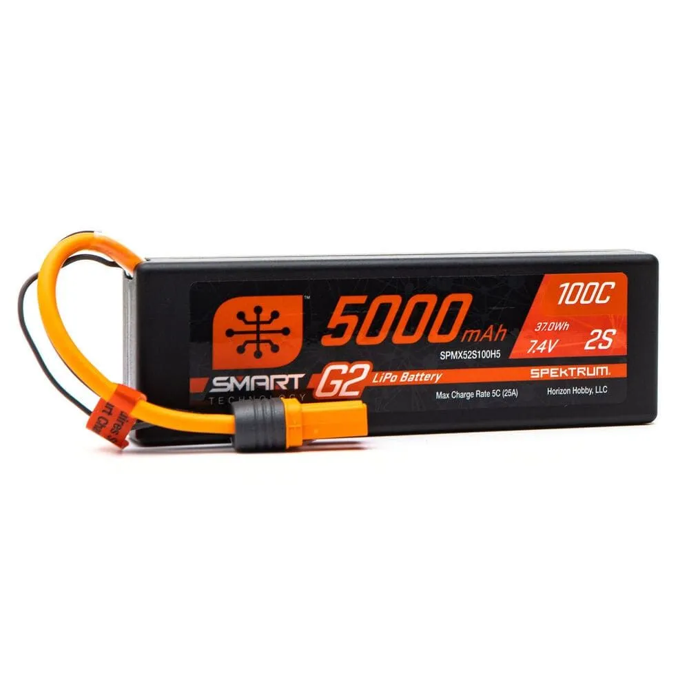 Batterie Lipo 2s 7.4v 5000 mAh 100C Smart G2 IC5 Hardcase - Spektrum