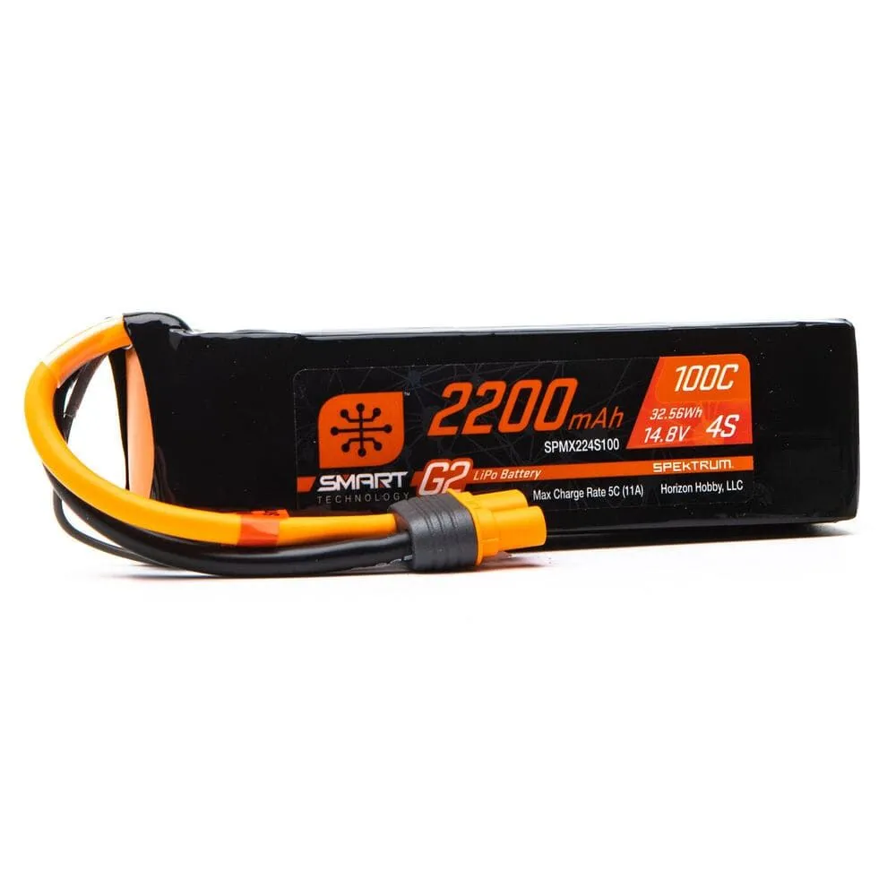 Batterie Lipo 4s 14.8v 2200mAh 100C Smart G2 IC3 - Spektrum