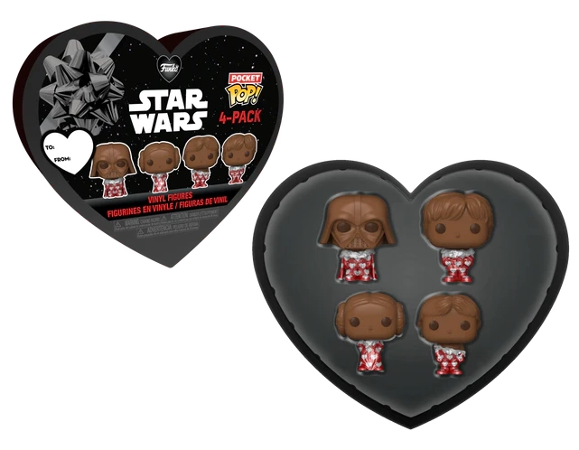 Star wars valentines pack 4 figurines pocket pop! vinyl choc 4 cm