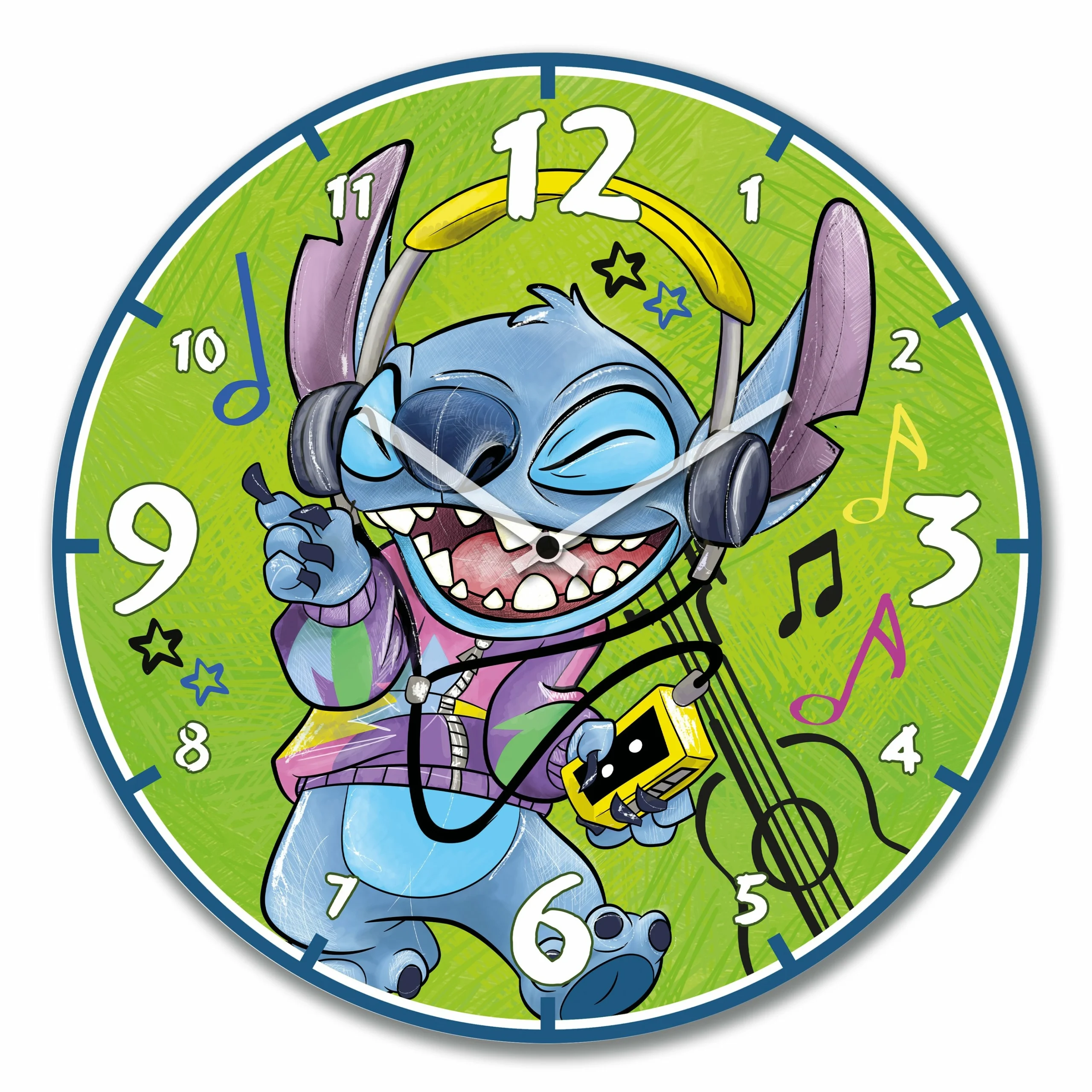 Stitch - horloge murale 50cm - vert