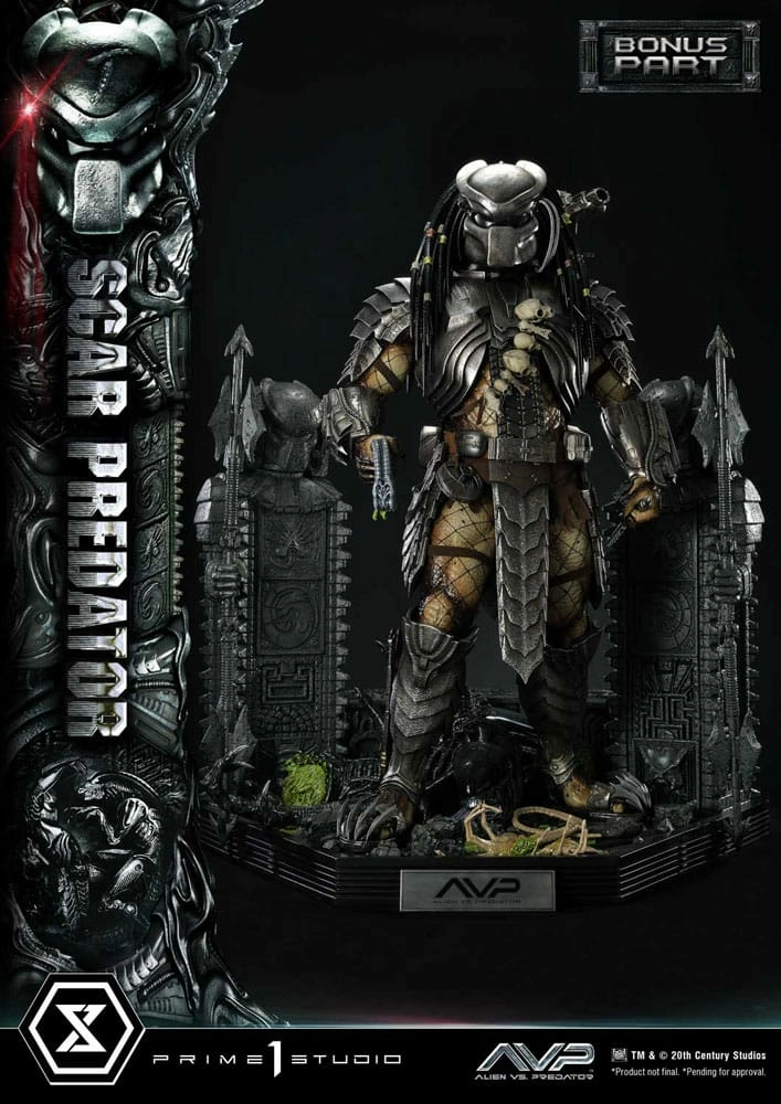 The alien vs. predator statuette museum masterline series 1/3 scar predator deluxe bonus version 93 cm