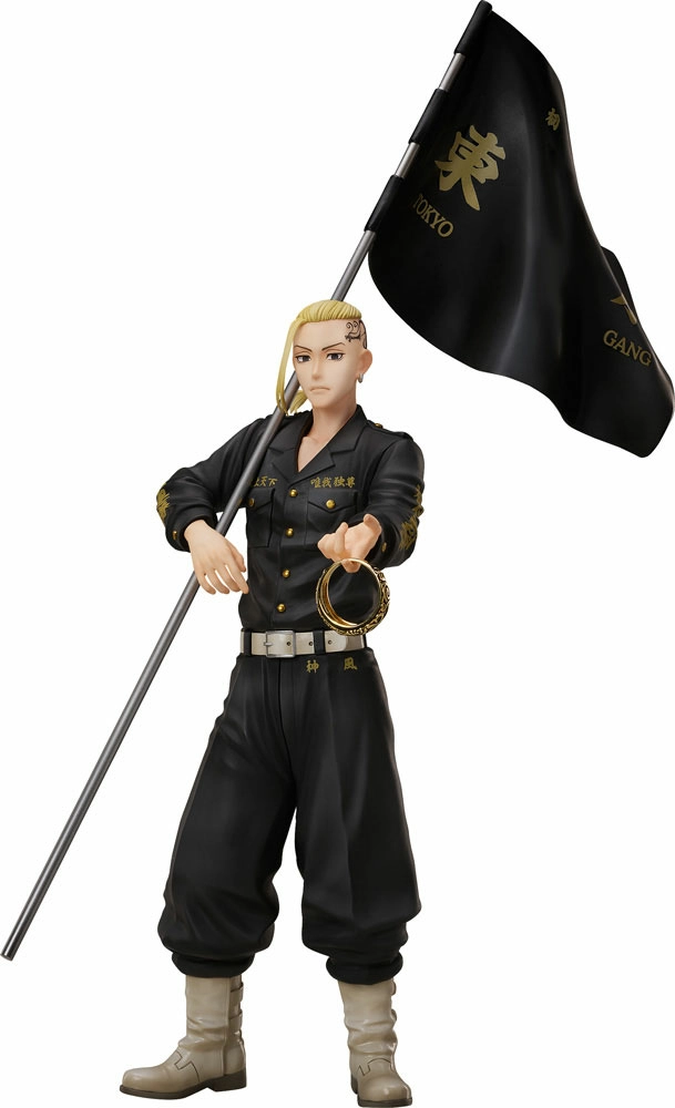 Tokyo revengers set statuette pvc et bague 1/8 ken ryuguji 30 cm - taille de bague 13