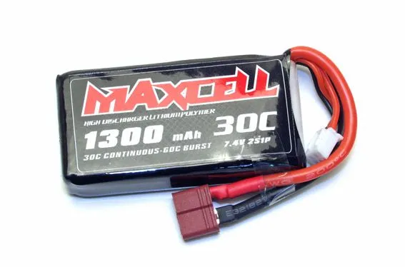 Z03L302S1300 MAXCELL - Accu Lipo 2S 7,4V 1300mah 30C prise dean