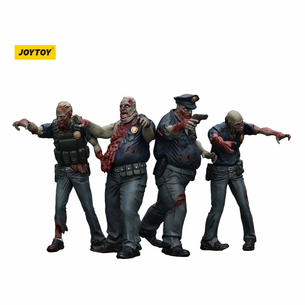 Zombie pack 4 figurines dark source police (male) 8 cm